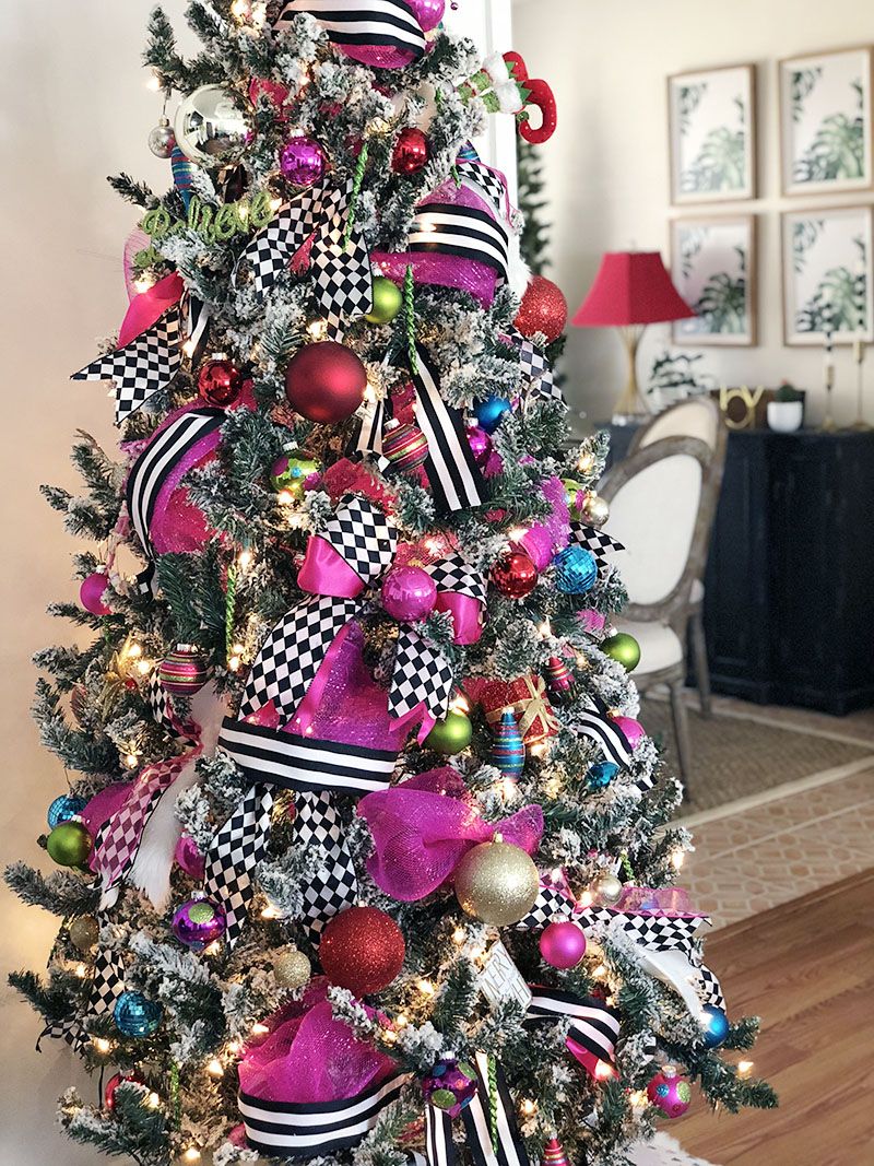 Black and White Striped Ribbon Christmas Tree Ideas