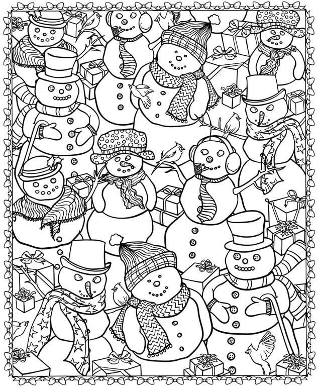 Snowman coloring pages for adults