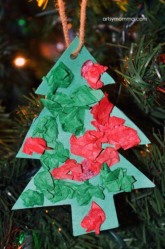 Tissue Paper Christmas Tree Ornaments