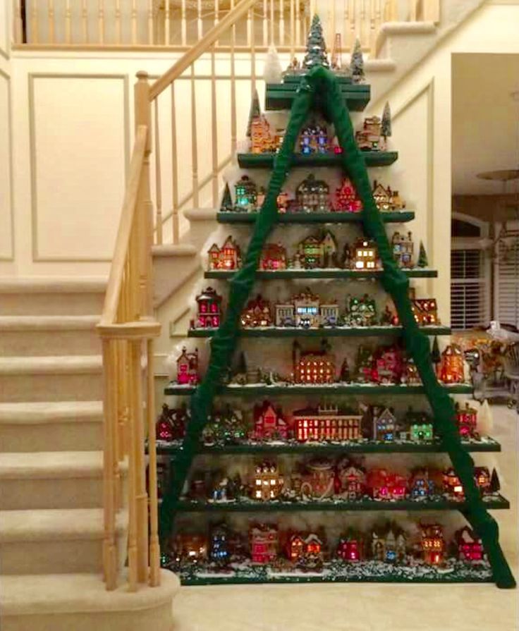 Christmas Tree Ladder Village Display