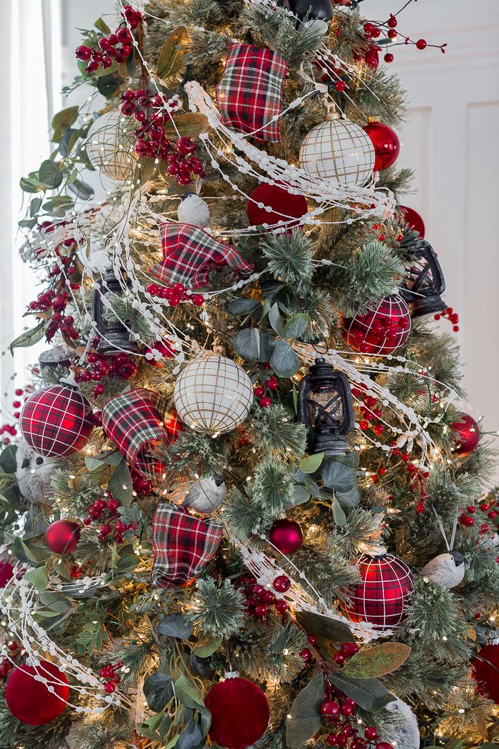 Plaid Red Ribbon Christmas Tree Decor