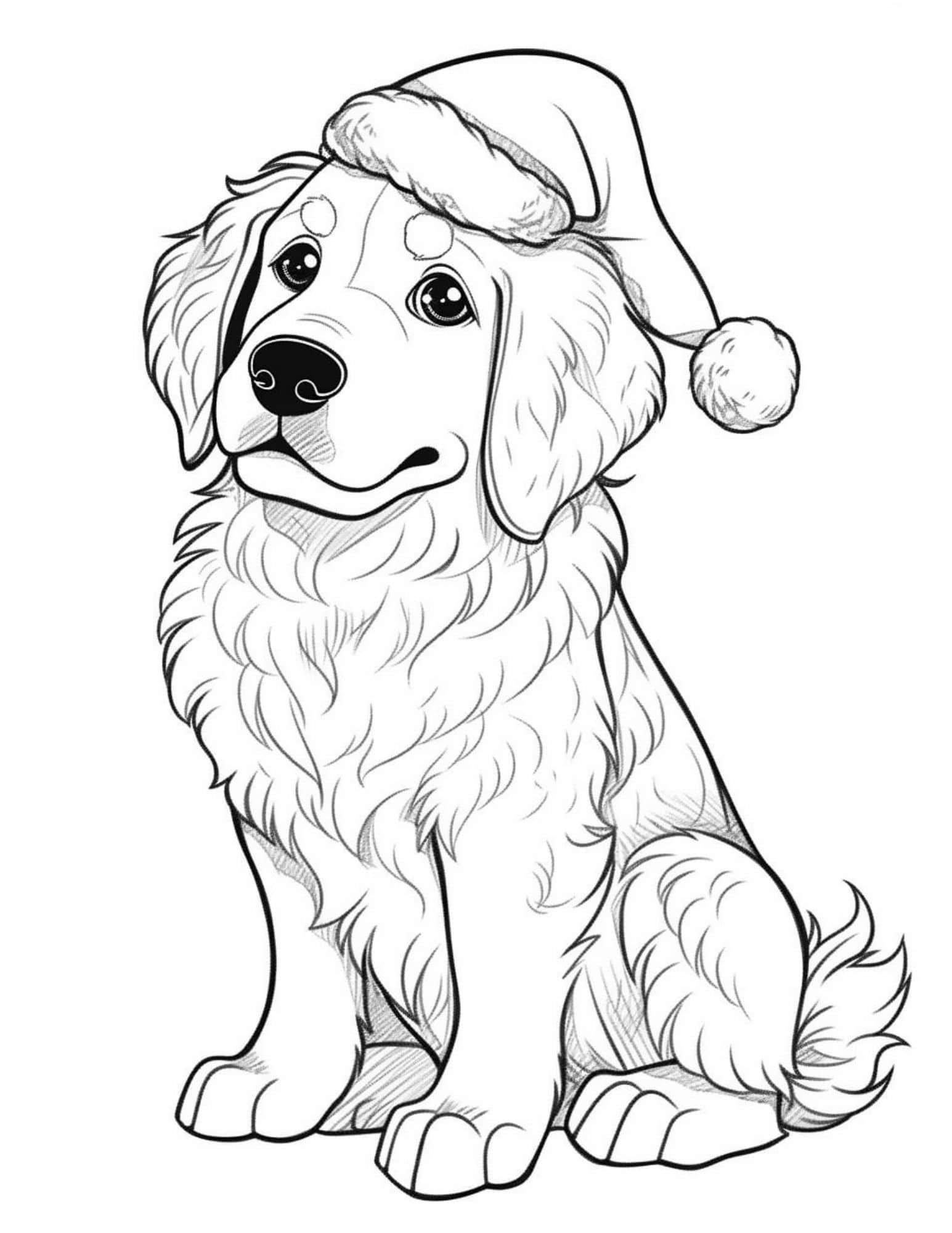 Christmas Dog Coloring Pages for Adults