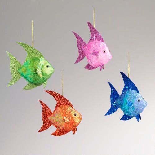 Fish-shaped ornaments with glitter