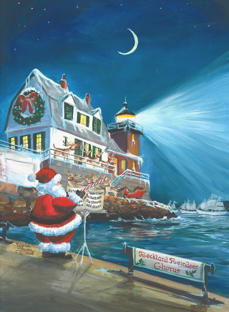 Christmas Lighthouse with Santa