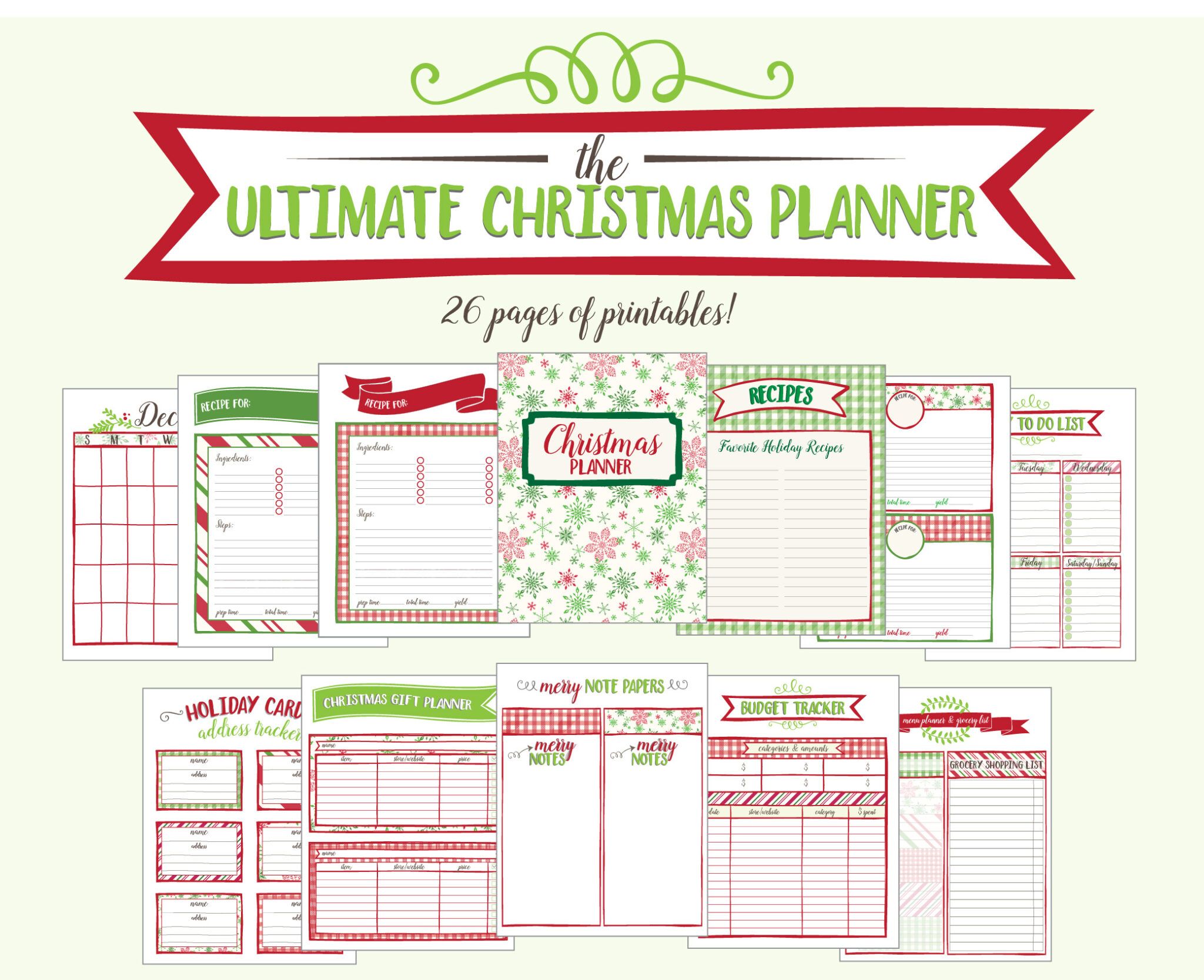 Christmas planner pages