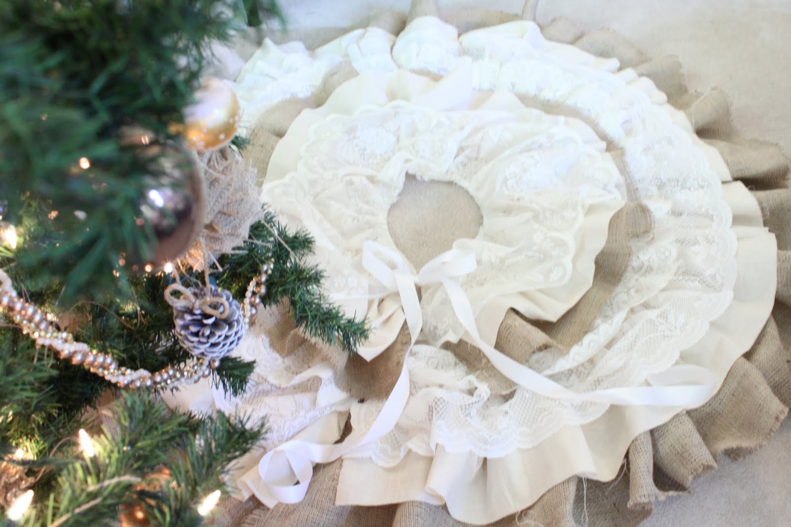 Burlap and Lace Tree Skirt