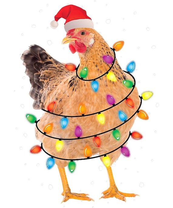 Chicken in Santa Hat Christmas Tree Topper