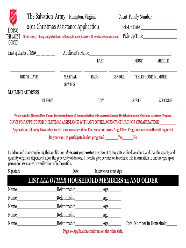 Christmas Assistance Application