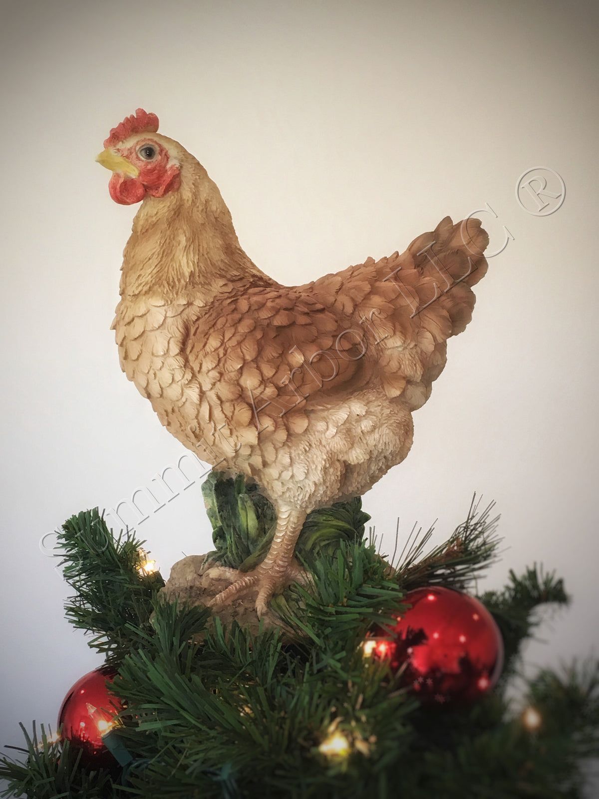 Christmas Chicken Tree Topper Ornament