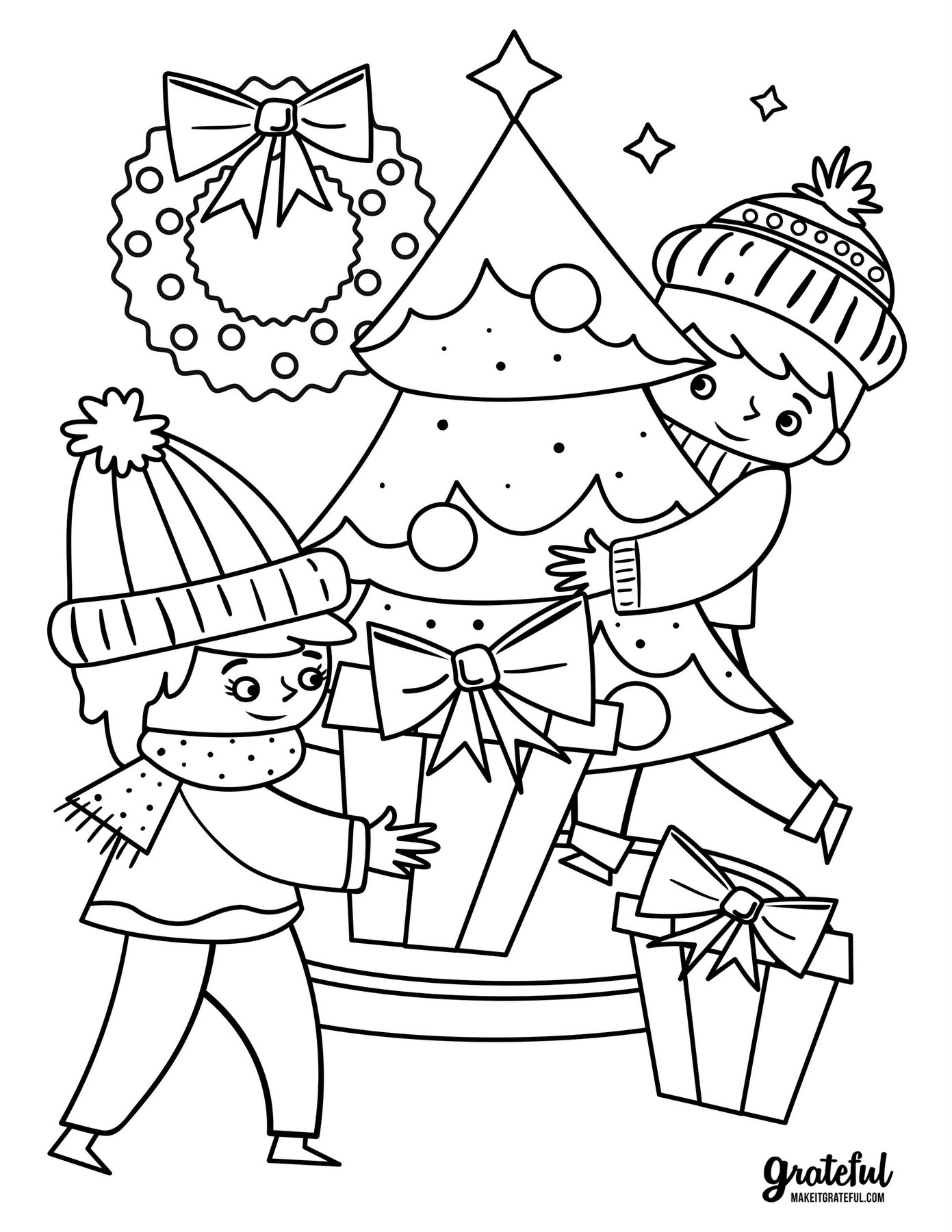 Christmas Coloring Poster for Kids