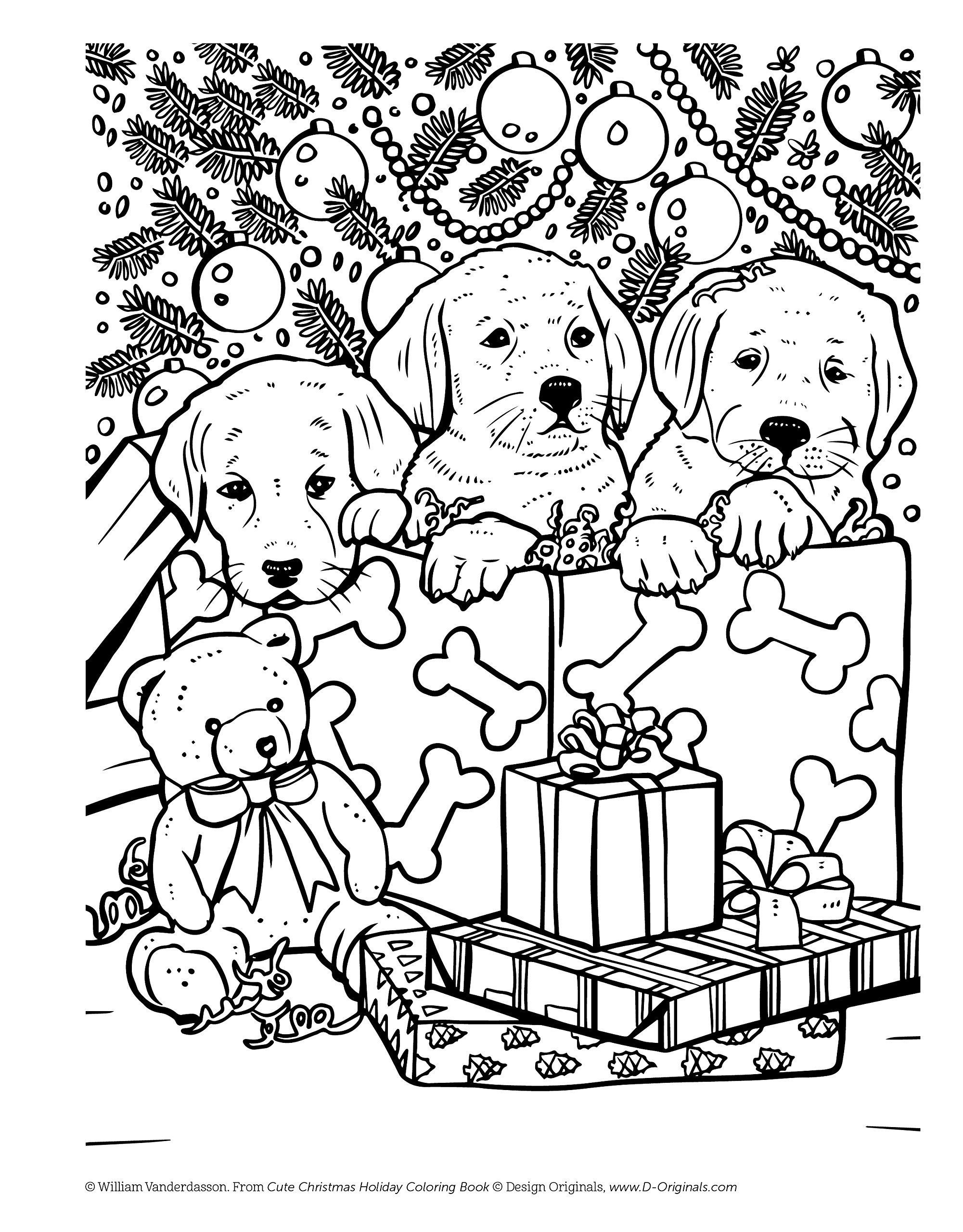 Christmas Dog Coloring Pages for Adults