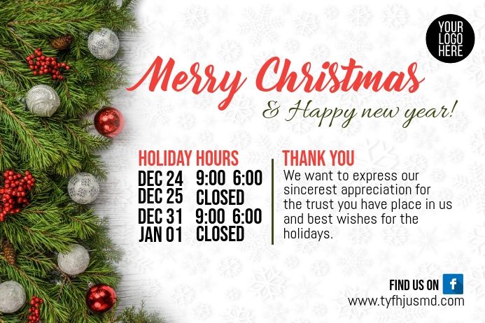 Christmas Holiday Hours