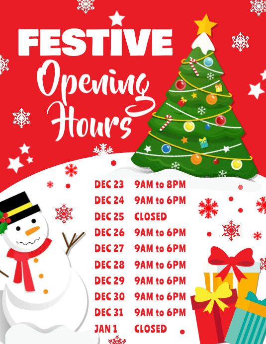 Christmas Holiday Opening Hours Near You