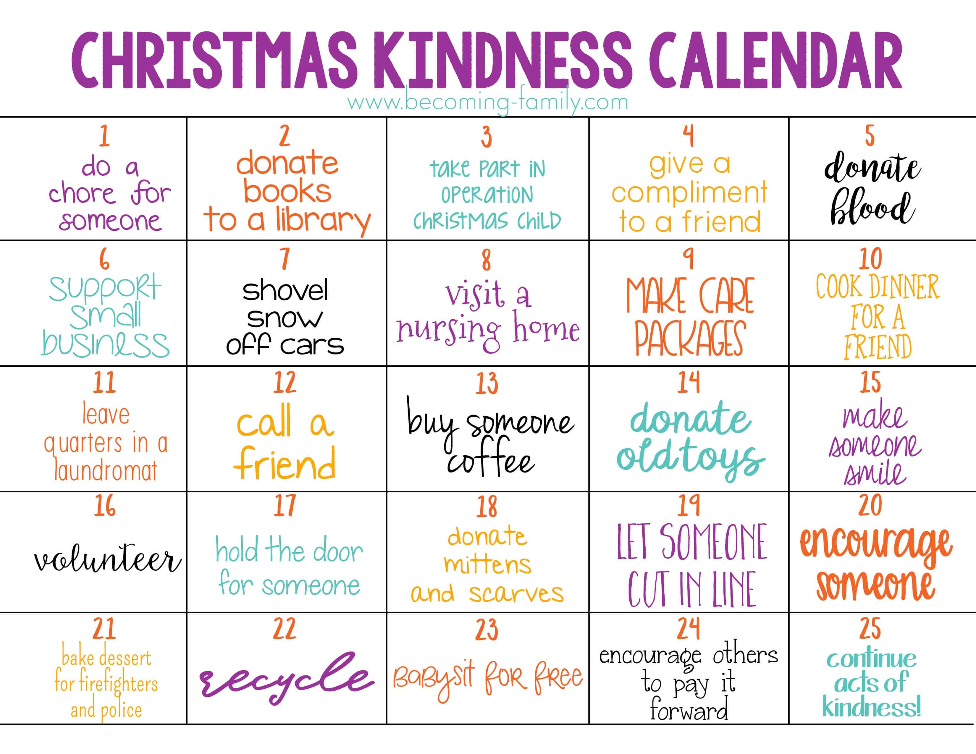 Christmas Kindness Calendar