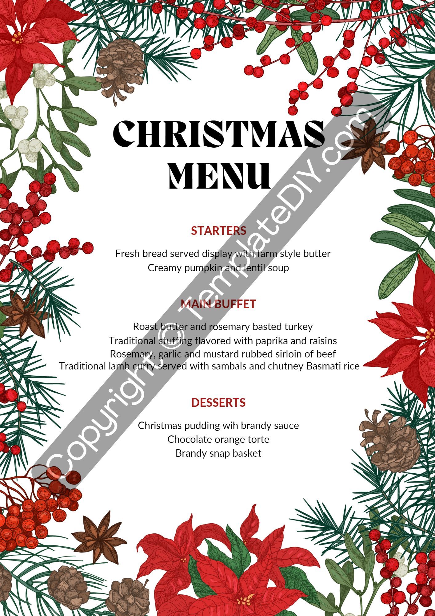 Christmas Lunch Menu