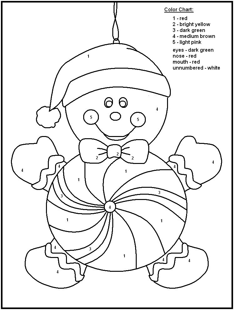 Christmas Number Coloring Pages for Preschoolers