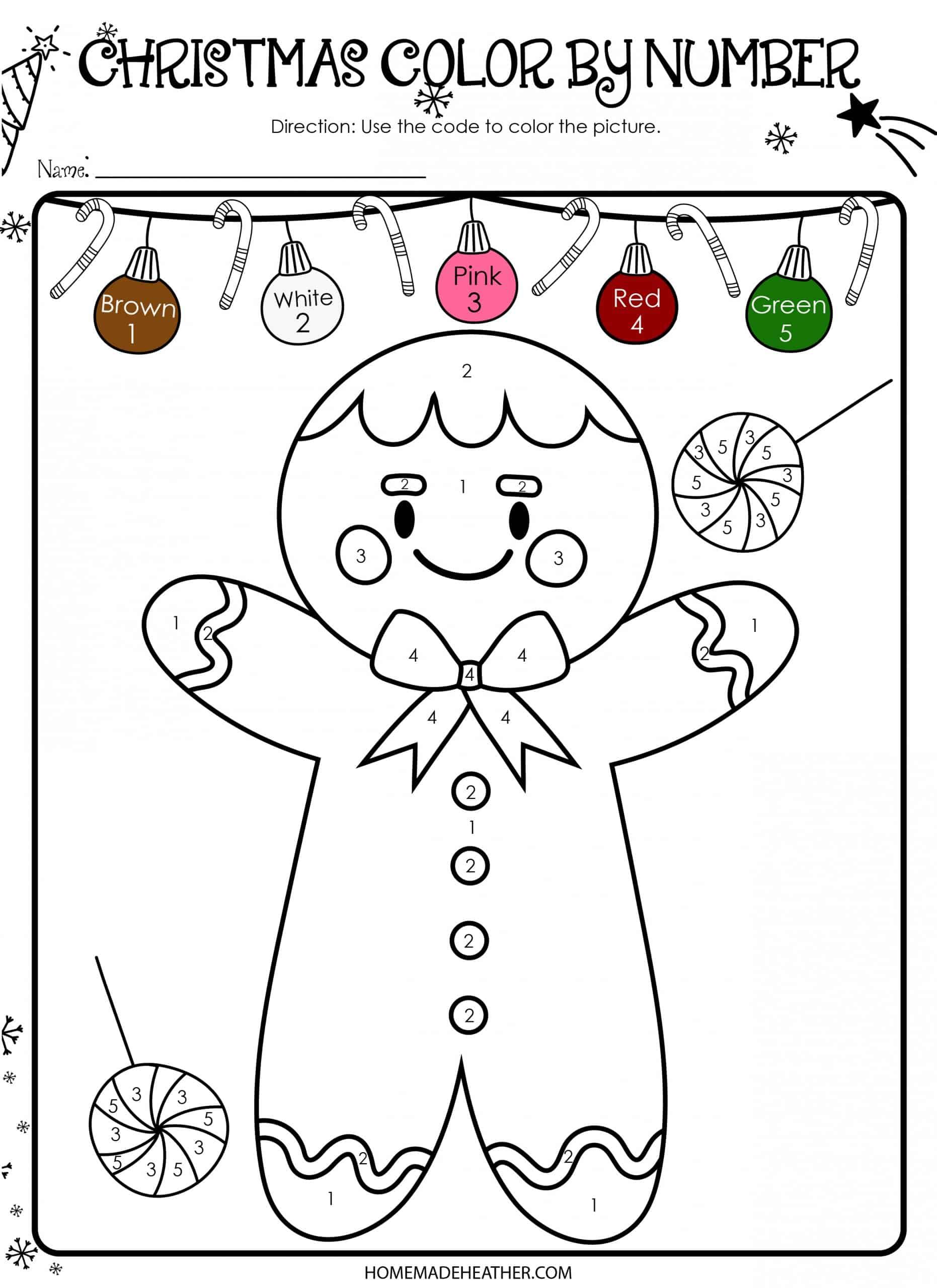 Christmas Number Coloring Pages