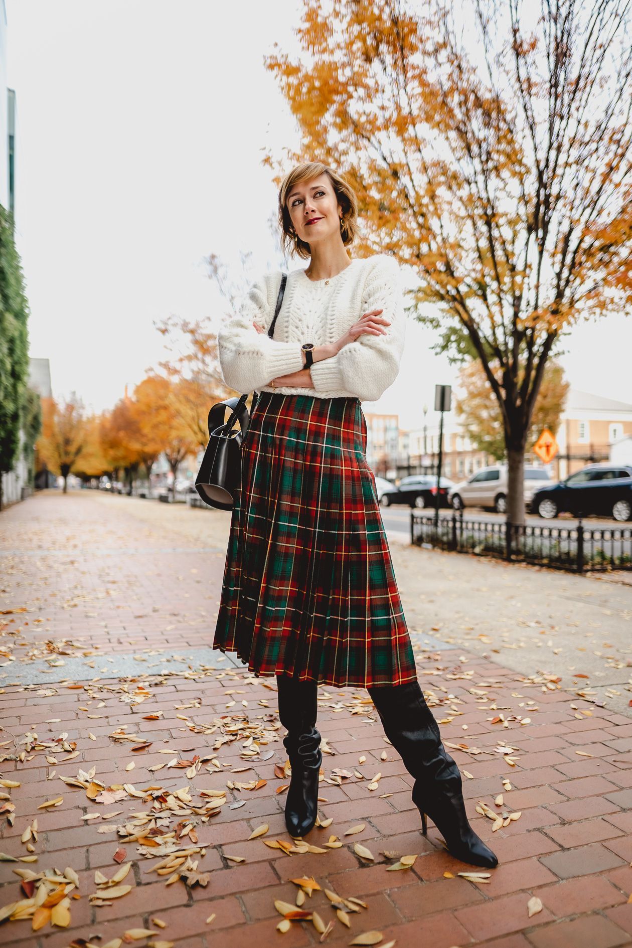 Christmas print turtleneck with Christmas print skirt