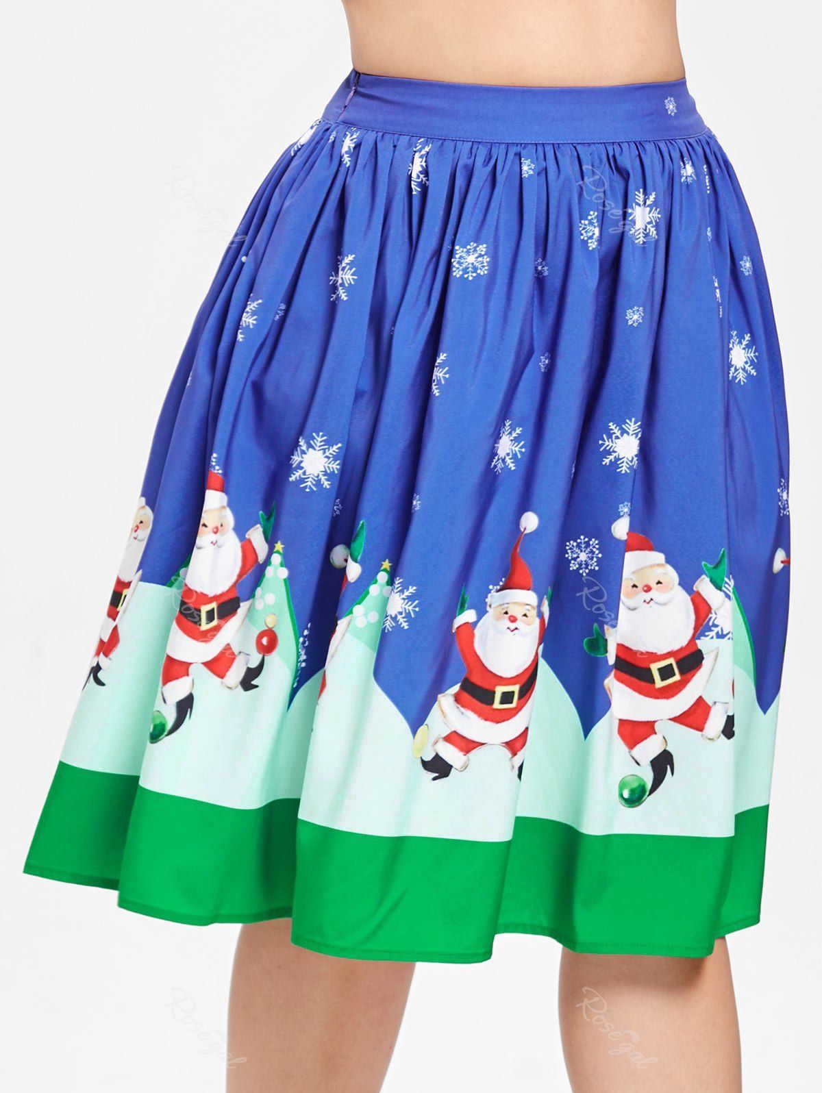 Christmas print turtleneck with flowy skirt