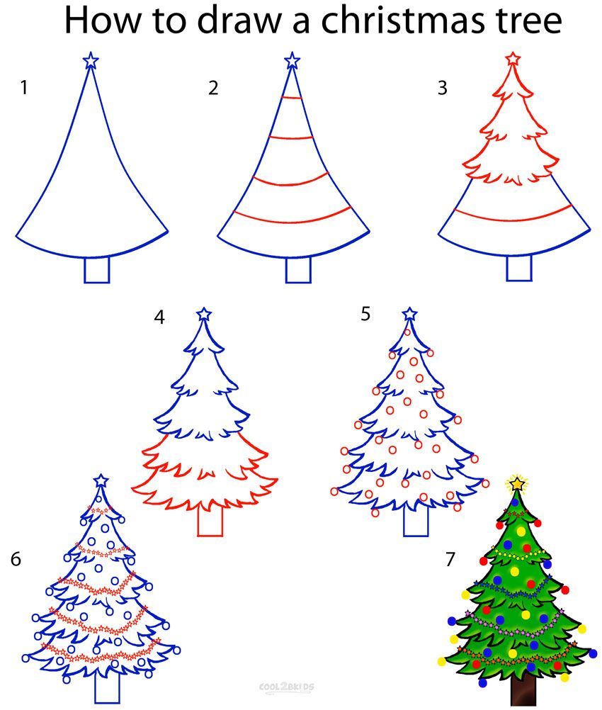 Christmas Tree Drawing for Kids