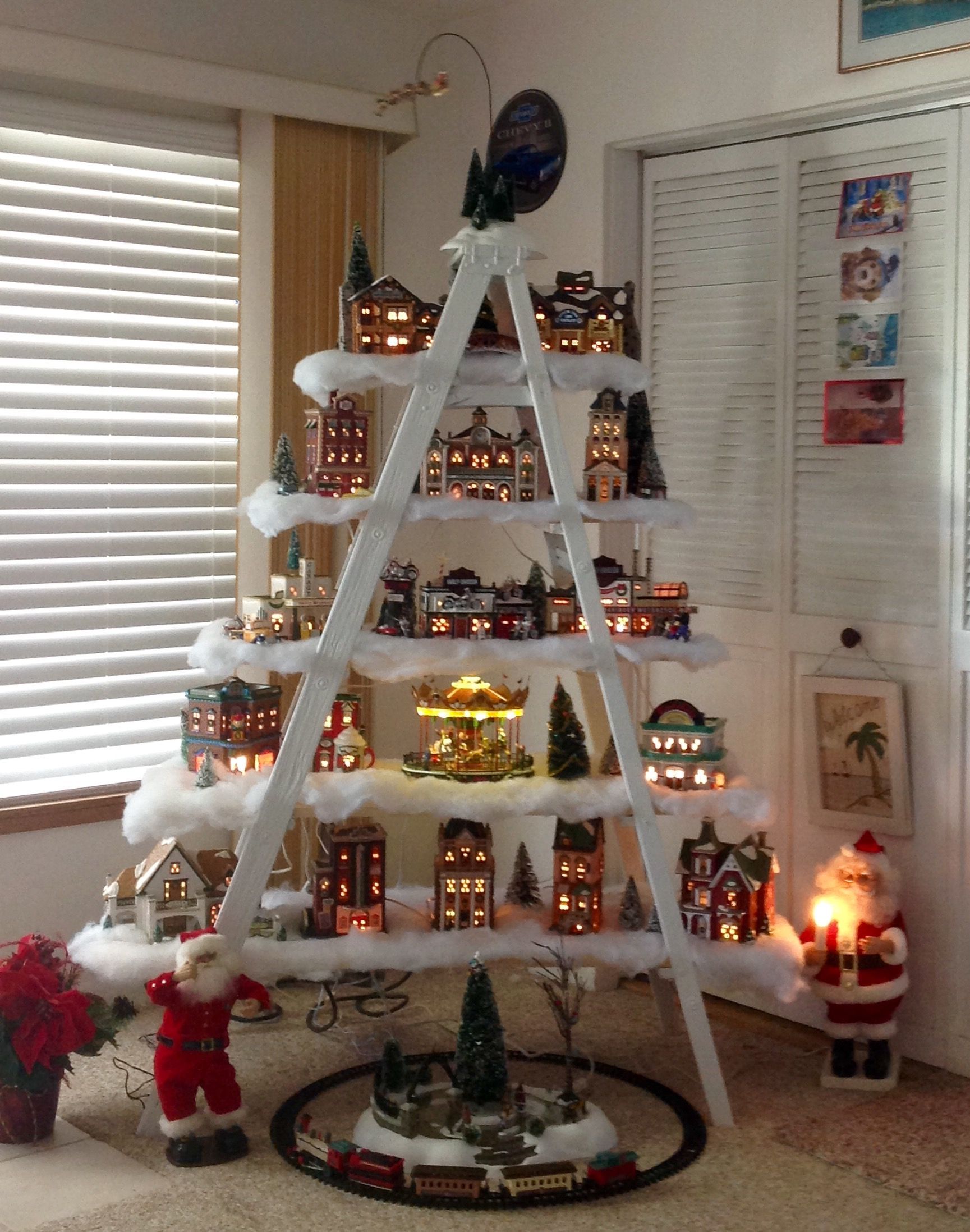 Christmas Tree Ladder Village Display Ideas