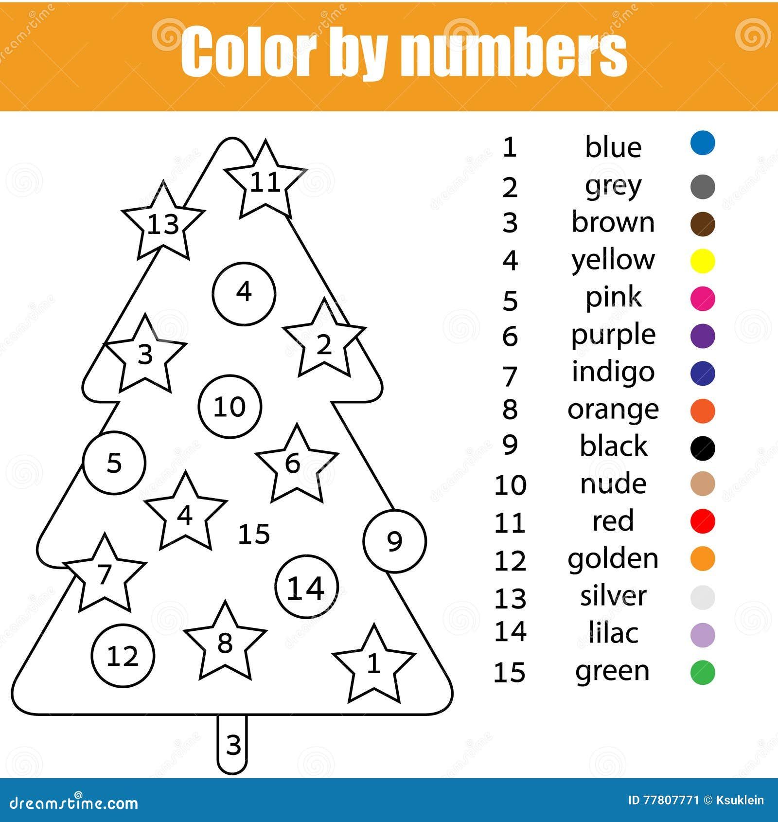 Christmas Tree Number Coloring Page