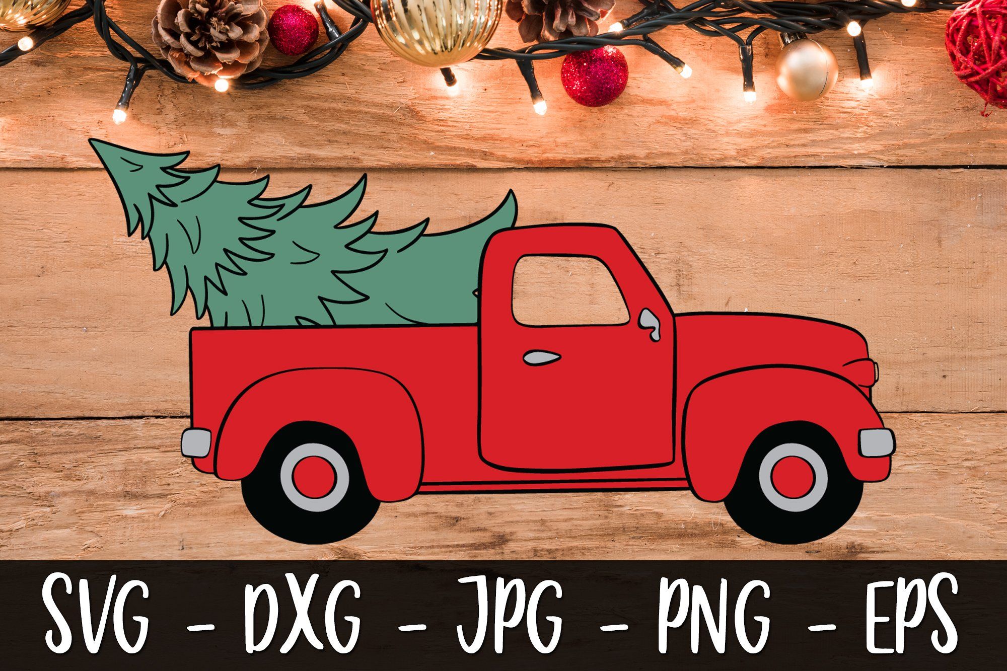 Christmas Tree Svg For Red Pickup Truck