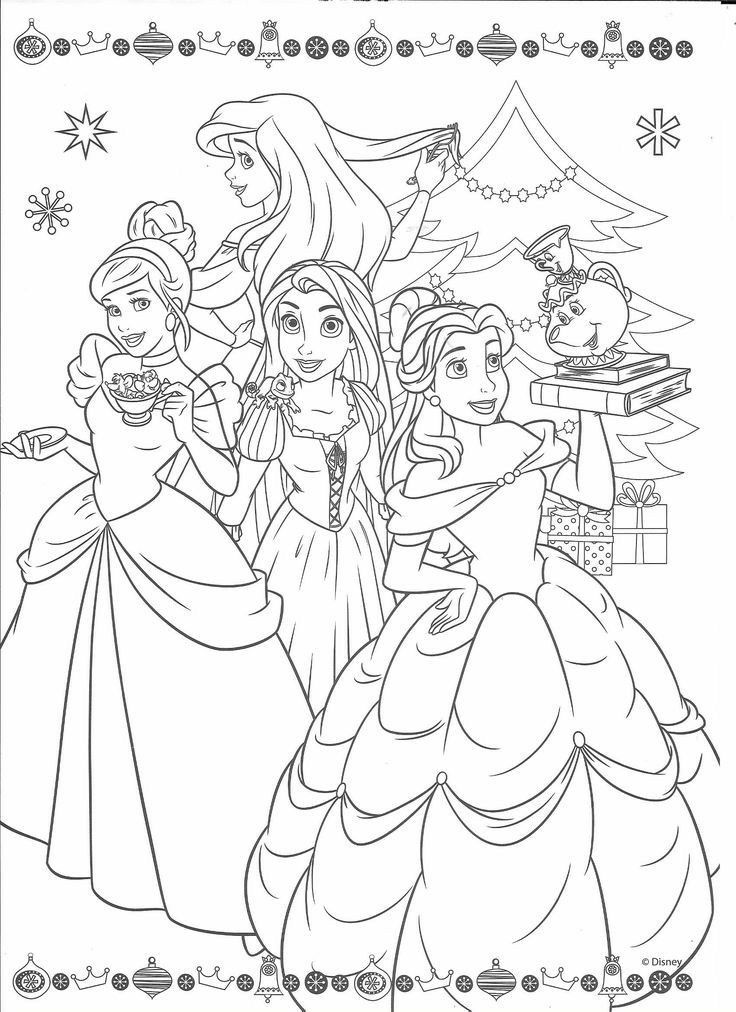 Disney Princess Christmas Coloring Pages