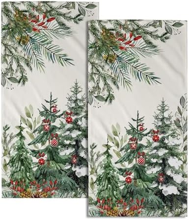 Drying with Christmas tree hand towel