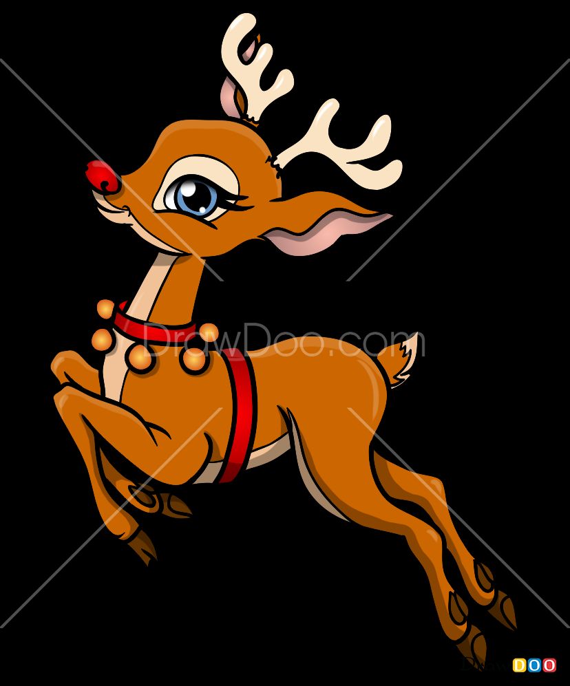 Easy Christmas deer drawings