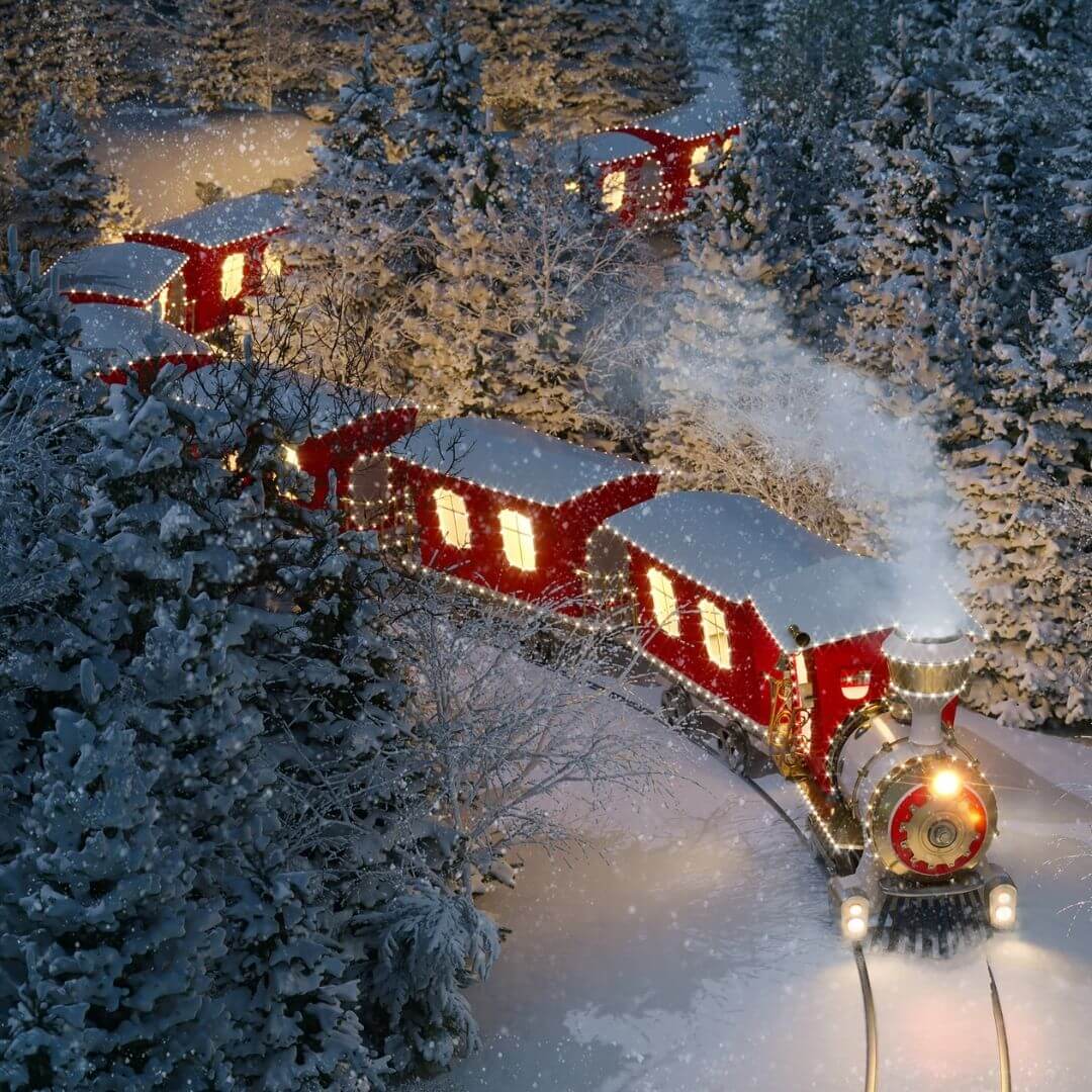 Festive Train Ride UK Countryside