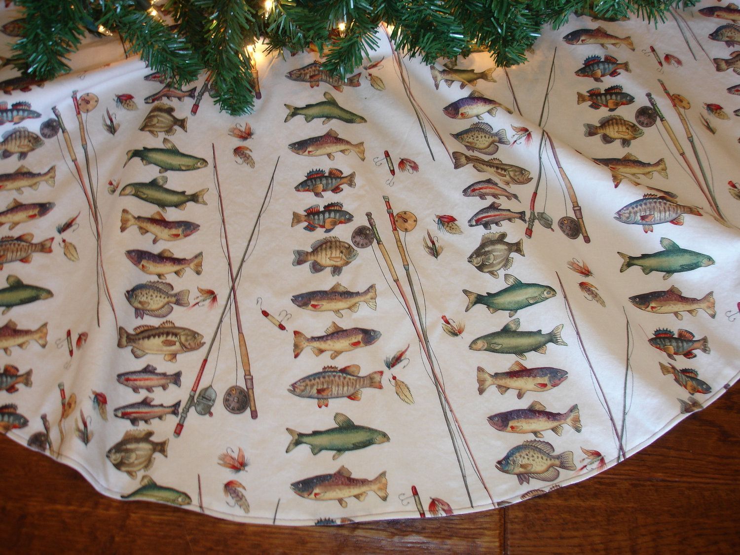 Fishing-themed tree skirt