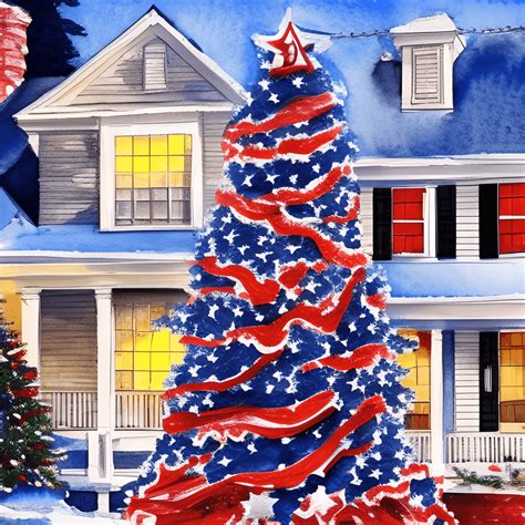 French Red White Blue Christmas Tree