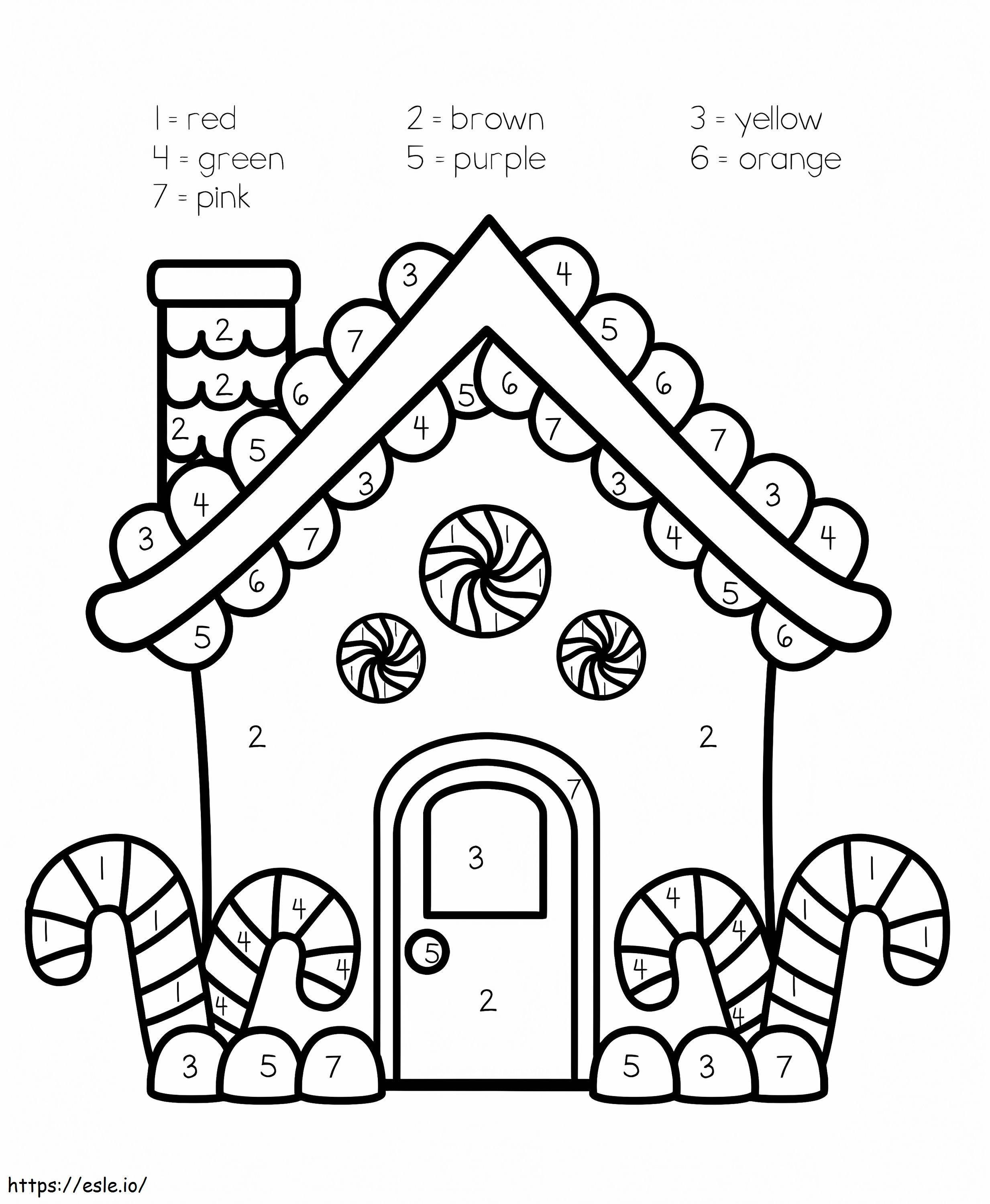 Gingerbread House Number Coloring Page