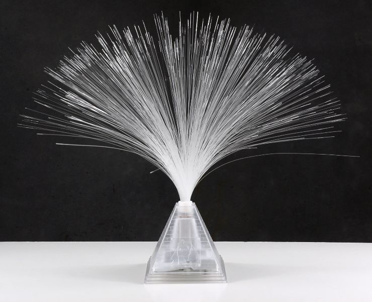 Glass vase and fiber optic strands