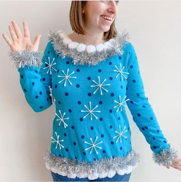 Glittering snowflake ugly Christmas sweater