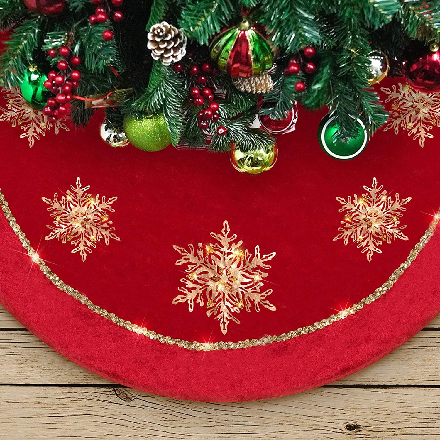 Gold and Red Christmas Tree Skirt