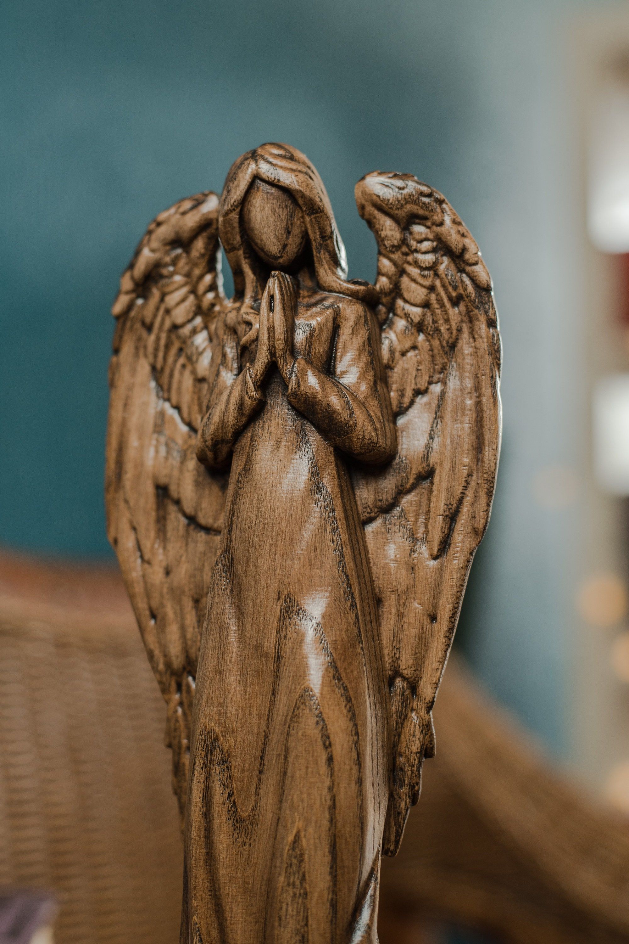 Hand-Carved Wooden Angel Decoration