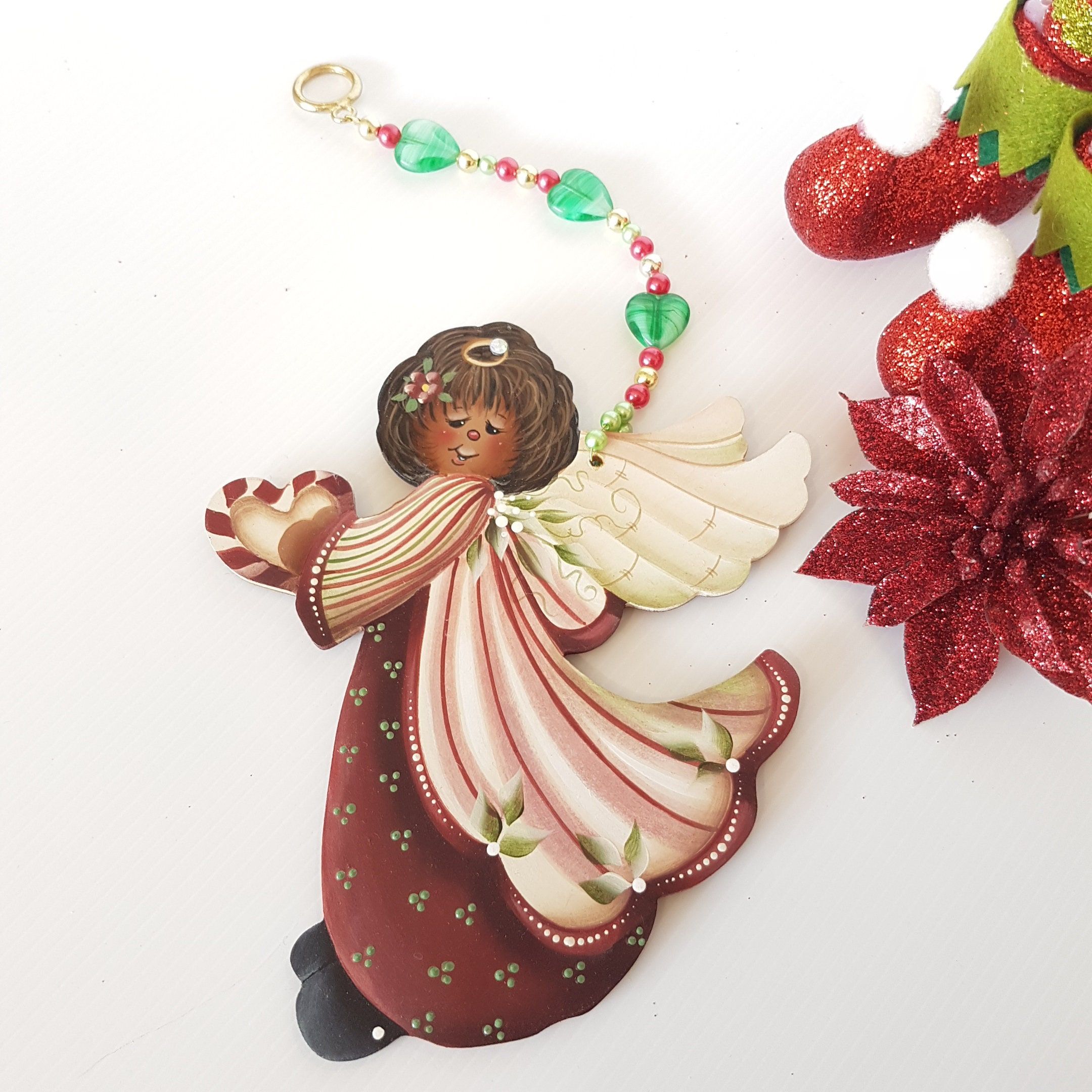 Hand-Painted Wooden Angel Decoration