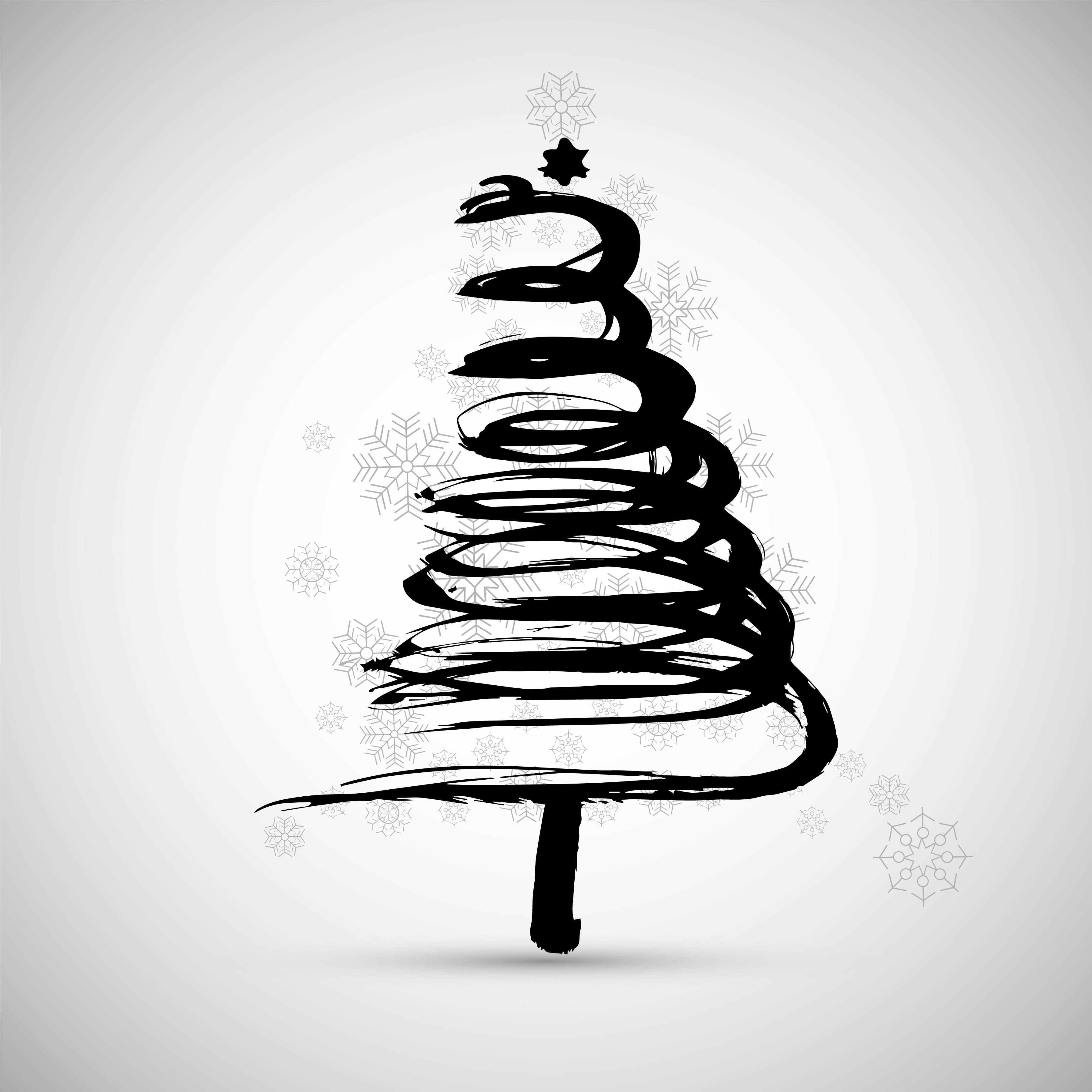 Modern Christmas Tree Drawing