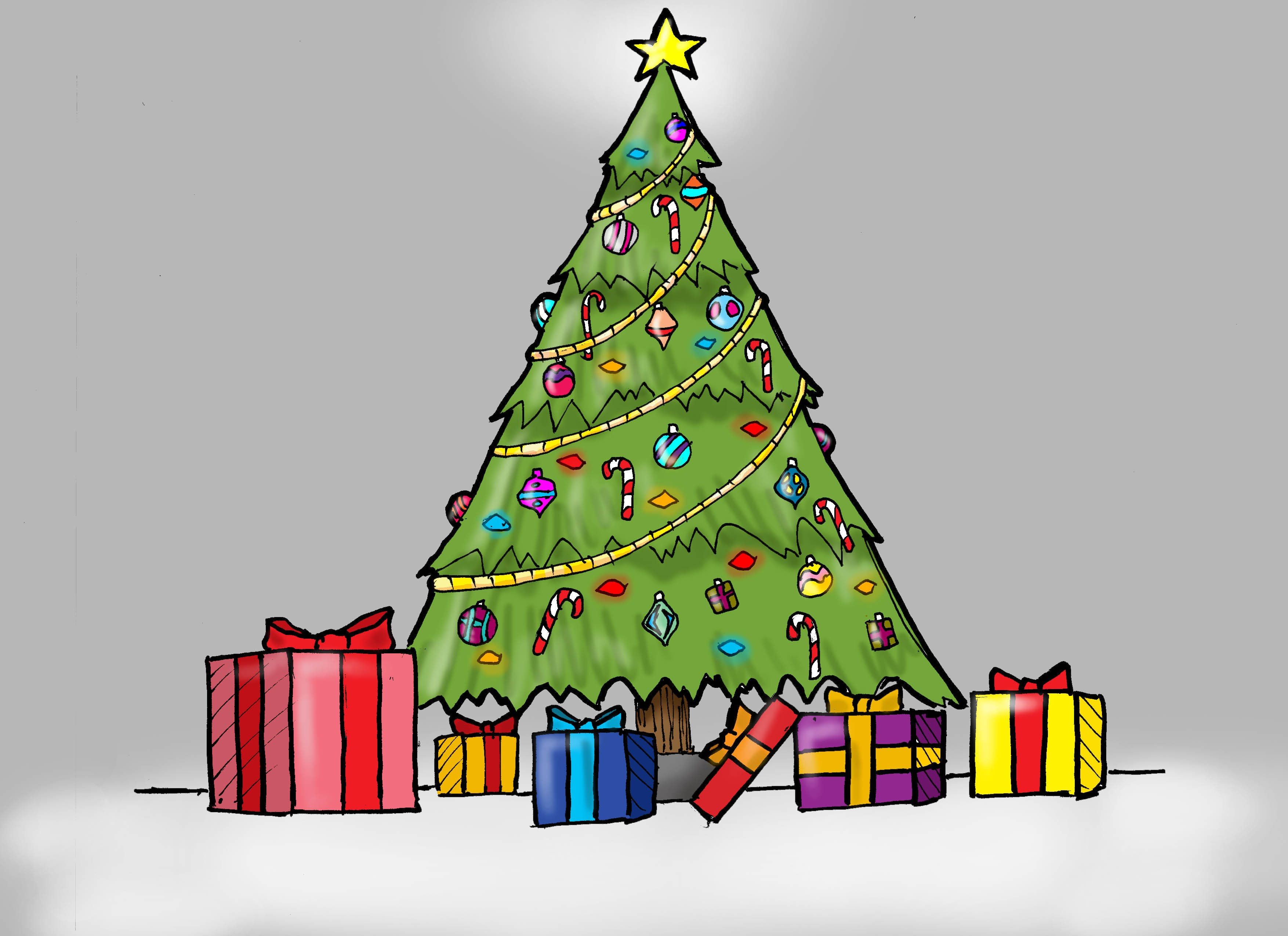 Modern Christmas Tree Drawings