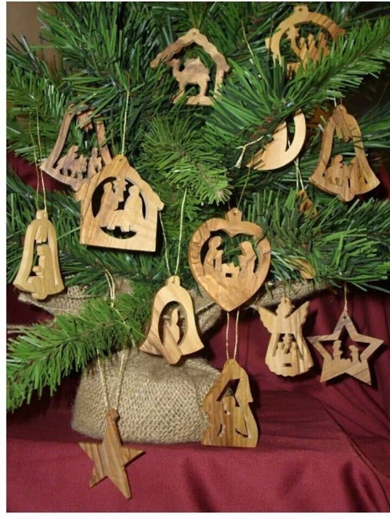 Olive Wood Christmas Tree Decorations For A Rustic Charm