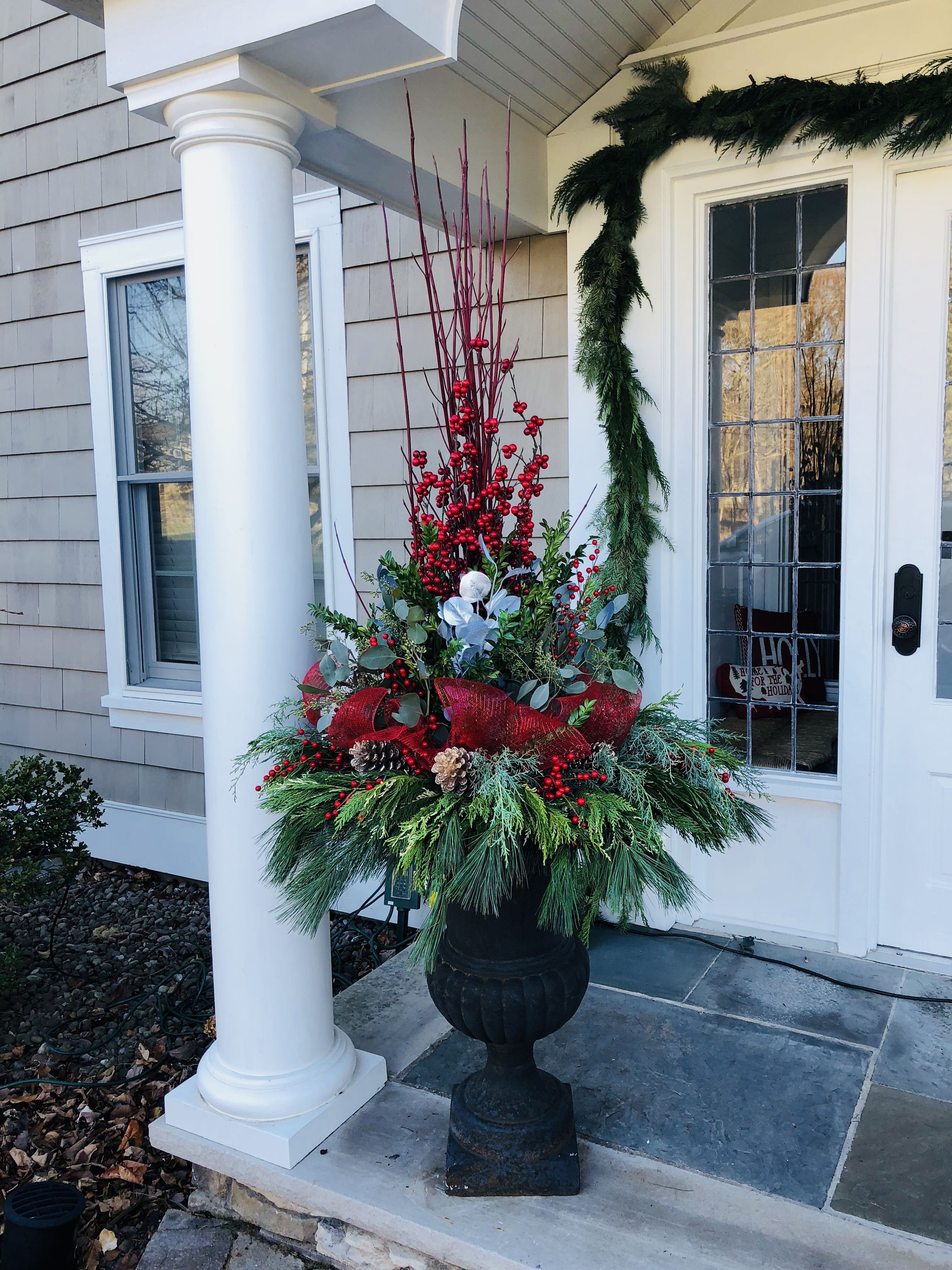 Outdoor Christmas Trees in Urns