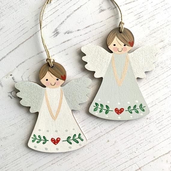 Painted Wooden Angel Decoration