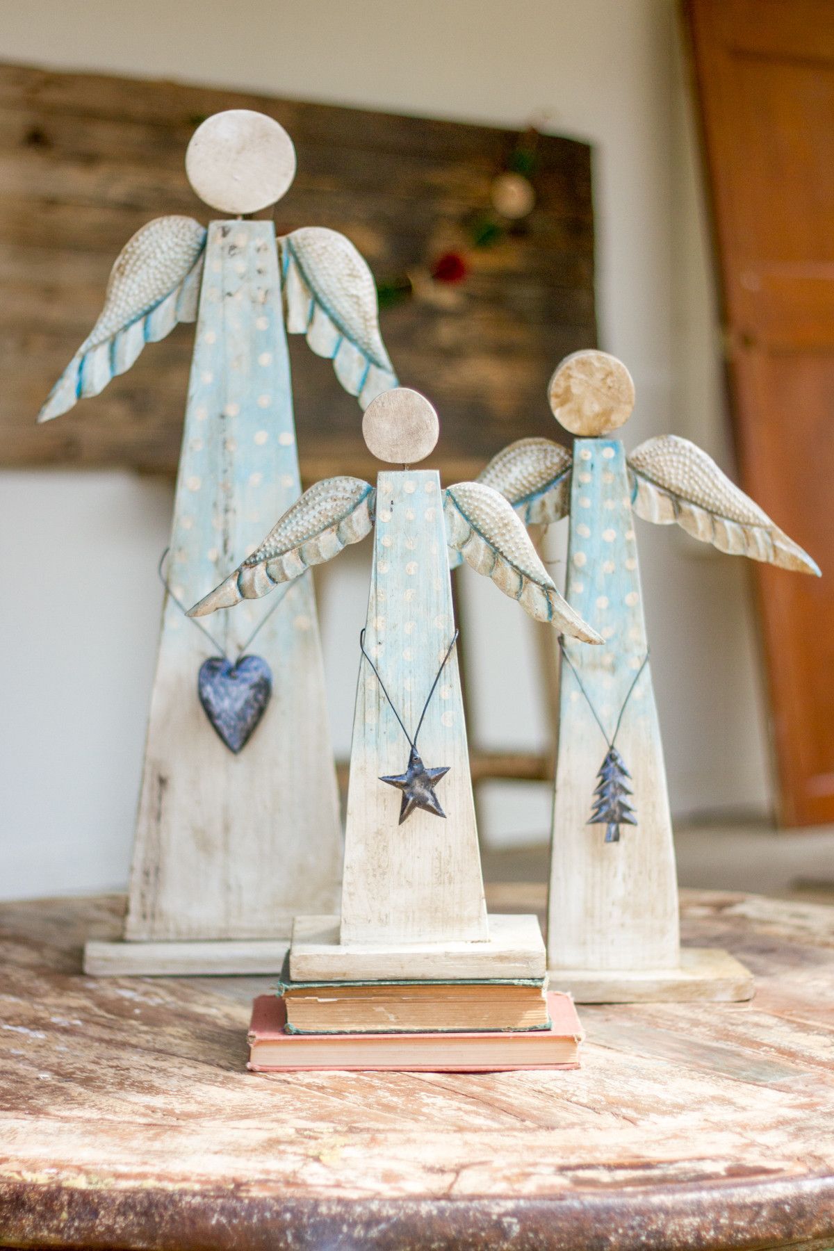 Painted Wooden Angel Decorations