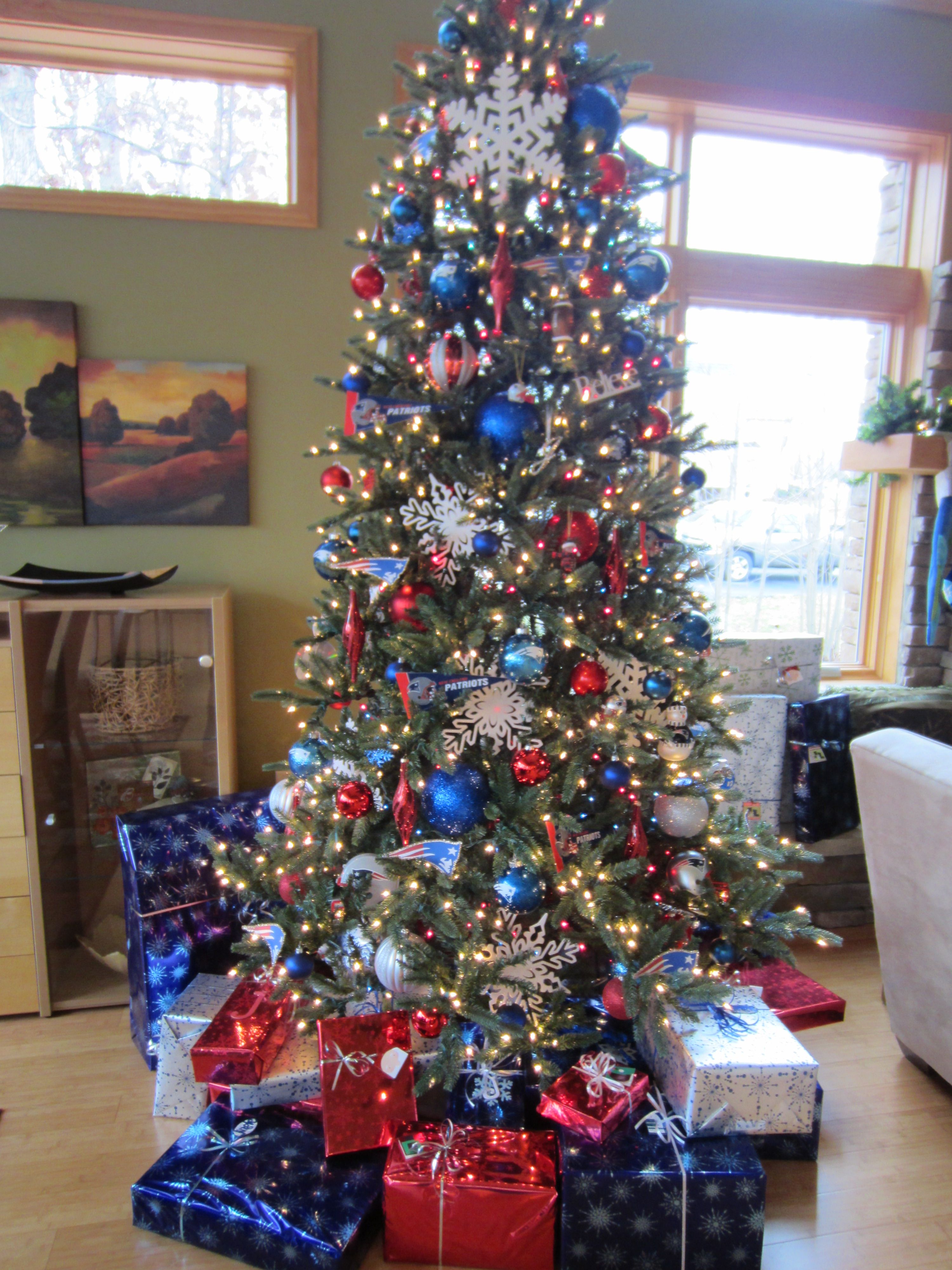 Patriotic Red White Blue Christmas Tree