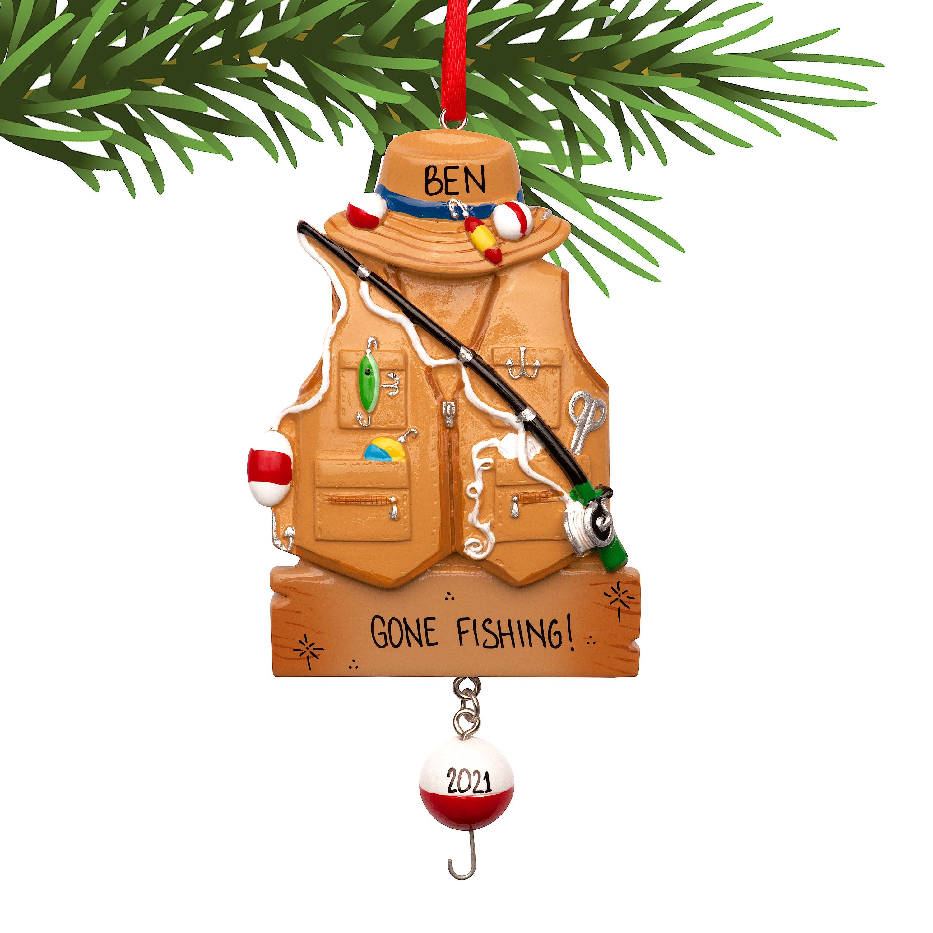 Personalized fishing-themed ornaments