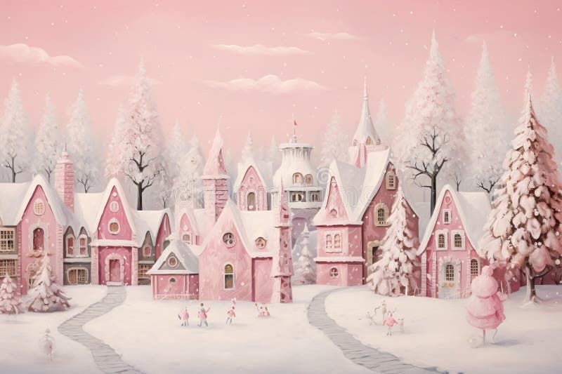 Pink Christmas Village