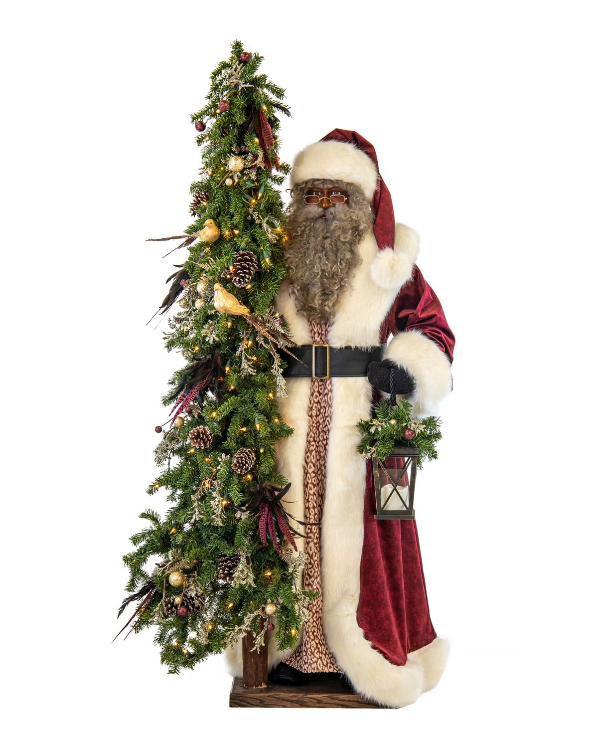 Plum Wine Holiday Santa With Lighted Christmas Delight