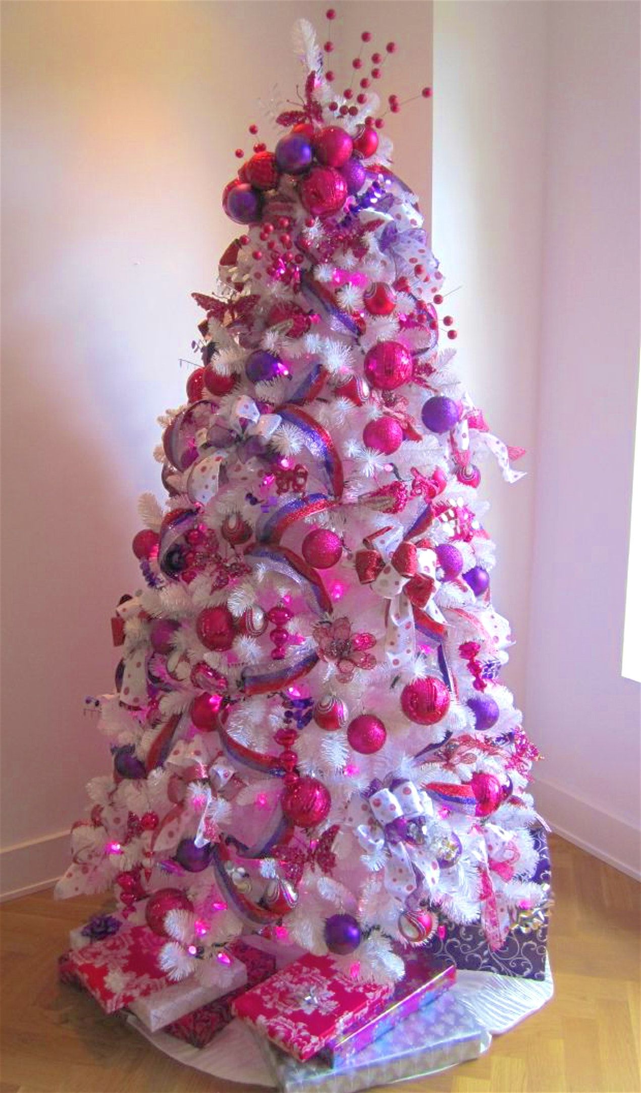 Purple and Pink Christmas Tree Ribbon Curls